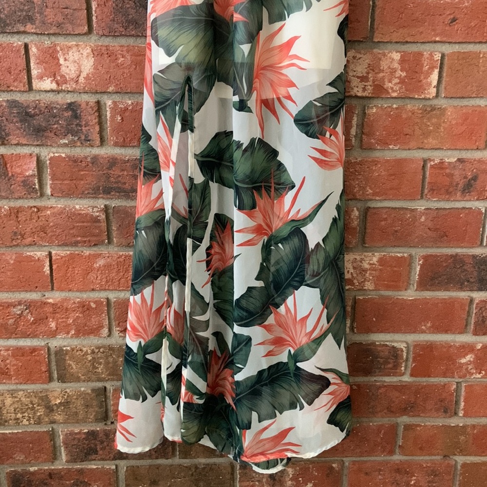 Show Me Your Mumu Coral Green Tropical Heather Halter Dress - Picture 6 of 10
